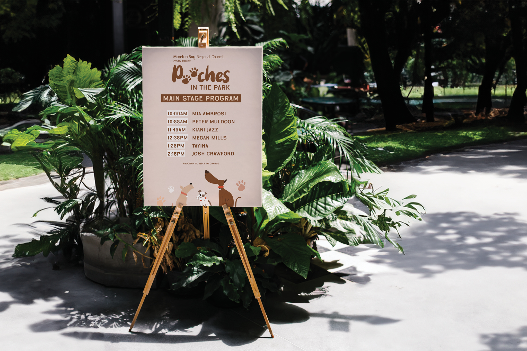 Stage program design for Pooches in the Park